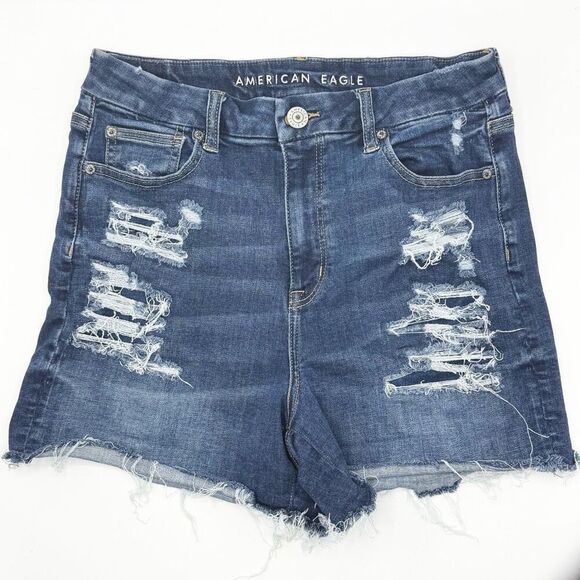 American Eagle Curvy High Rise Denim Shortie Cut Off Shorts - Women’s US 10 - Picture 1 of 13